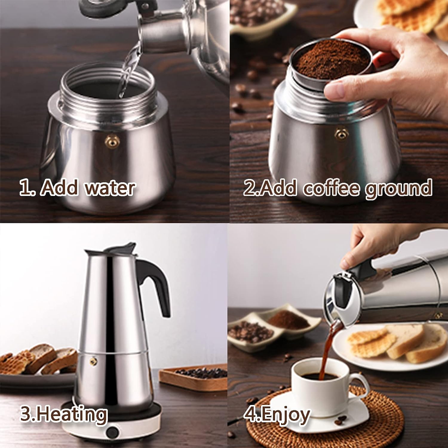 4/6/9 Cups Moka Pot Caffe Mach - Coffee Equipment Set のレビューと価格